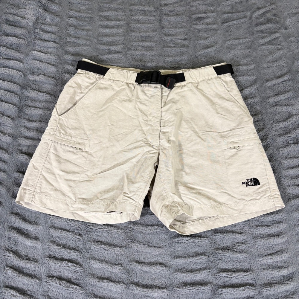 The North Face Womens Beige Nylon Hiking Cargo Shorts Size Medium Belted AR946